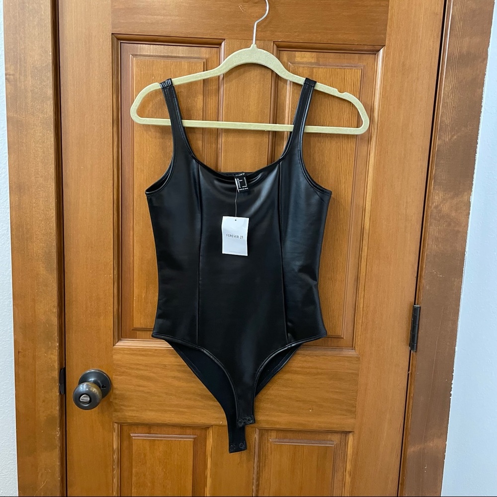 Faux Leather Bodysuit NWT
